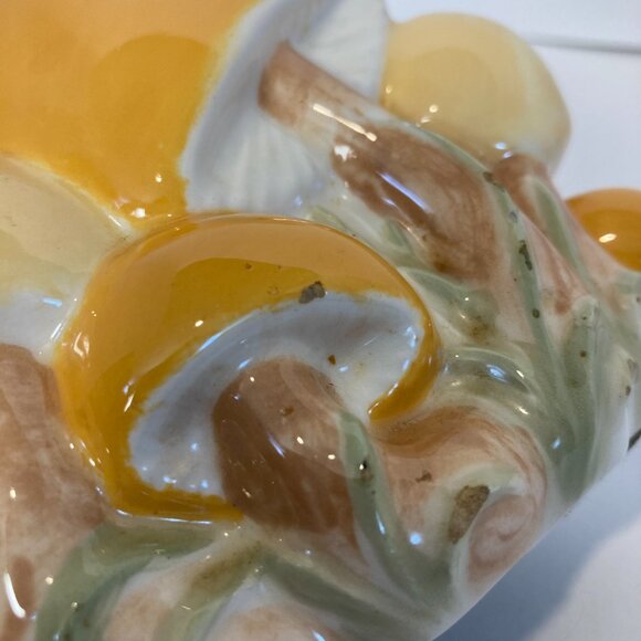 Vintage Retro 70s Mushroom Napkin Holder MCM Ceramic 4" Yellow White Kitchen - Picture 8 of 8